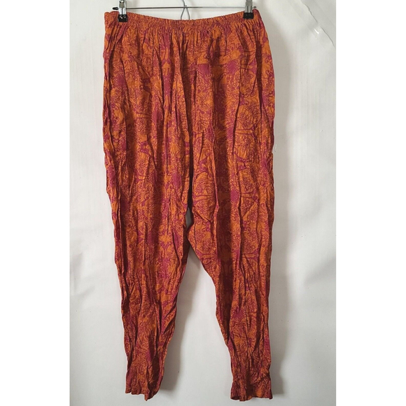 Free People Casablanca Floral Printed Harem Pants Dusty Papaya Size S/P Crop EUC - Picture 4 of 11